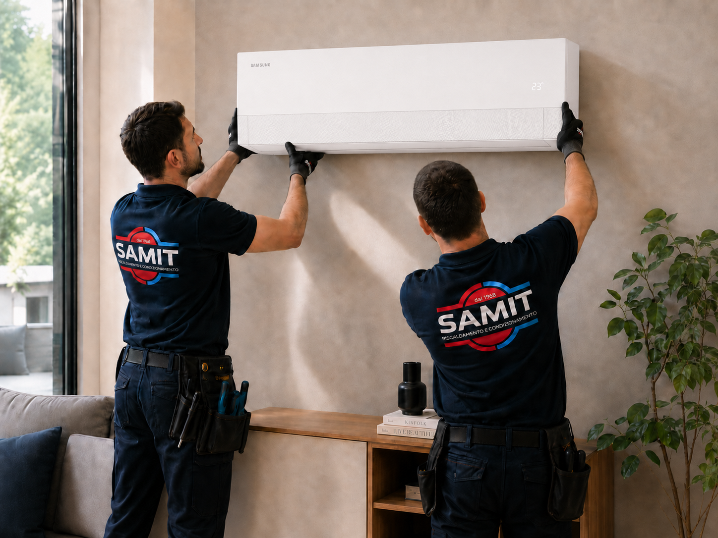 Installazione condizionatore Samsung WindFree Pro bianco montato a parete a Vicenza